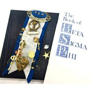 Beta Sigma Phi Sorority Pins & Charms Ribbon Badge & Book Collectible Set JE357
